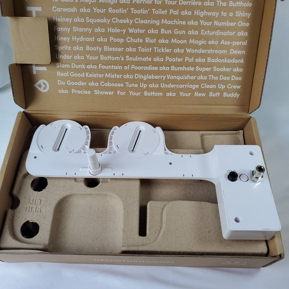 TUSHY Spa 3.0 Warm Water Bidet Toilet Seat Attachment – White w/ GOLD Knobs